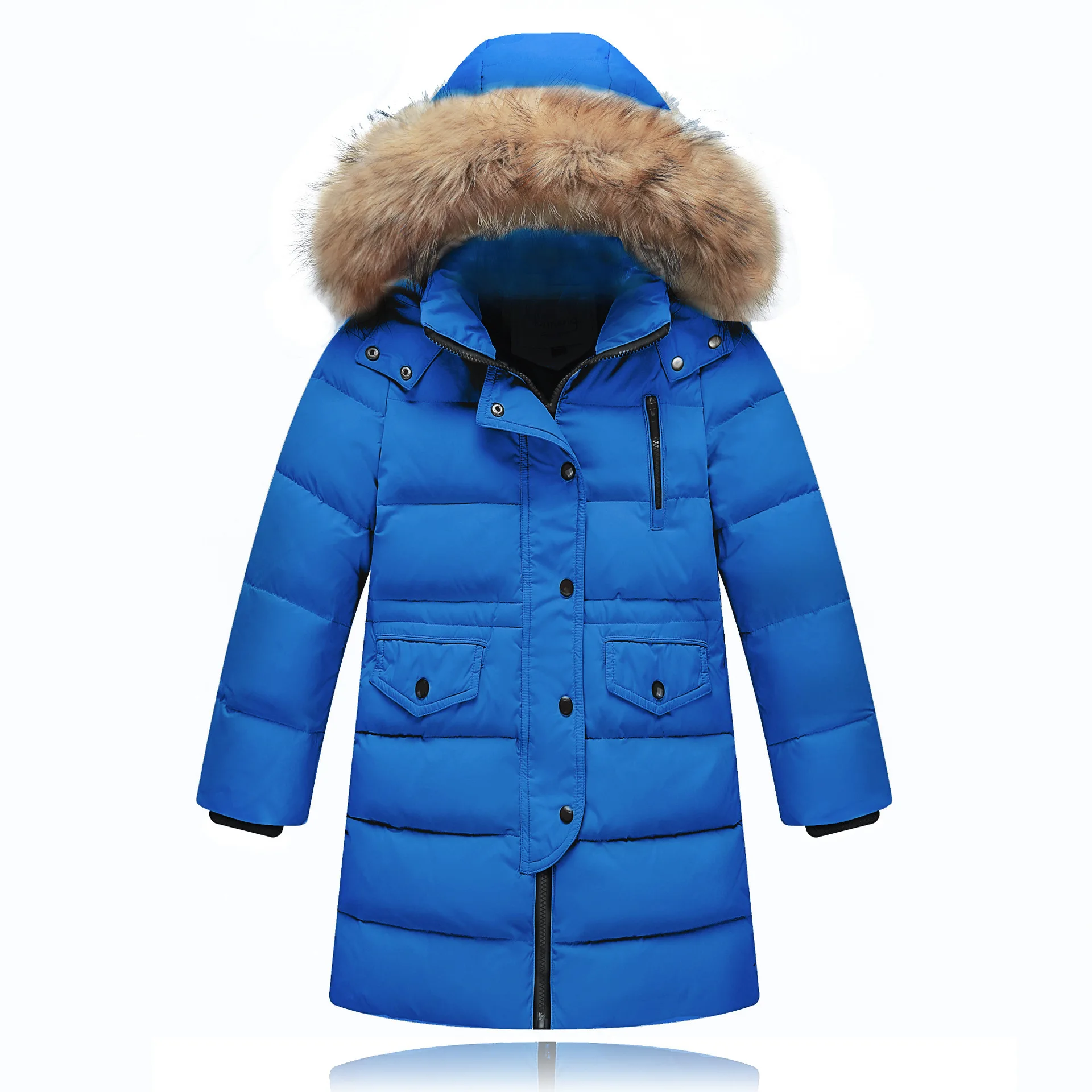 Детская зимняя куртка-пуховик для девочек парка для мальчиков Детское пальто с капюшоном одежда для малышей Детская верхняя одежда - Цвет: Blue