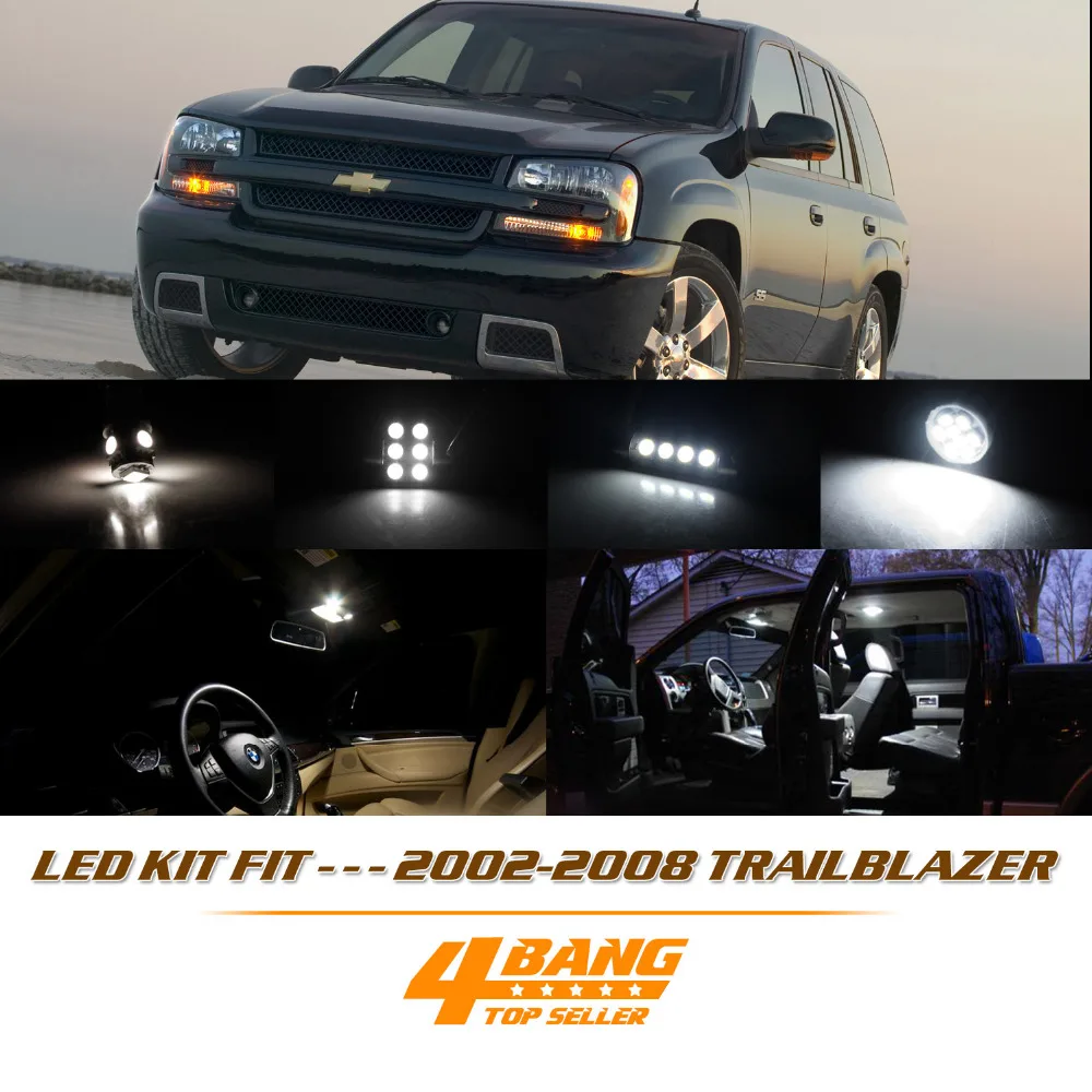 

For 2002-2008 Trailblazer Map Dome License Plate Glove Box Cargo/Trunk Step Courtesy Spare Interior LED Light Package Kit 16Pc