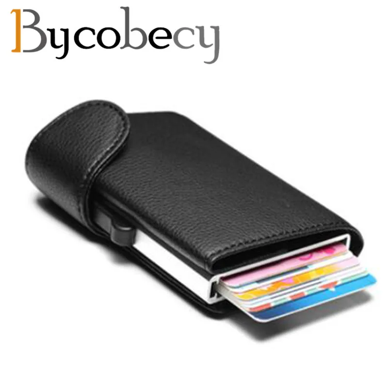 Металлический кошелек Bycobecy с технологией RFID противокражный Кошелек Чехол для