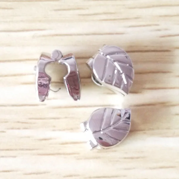 

free shipping leaf leaves bead charm clip fit european pandora charm bracelet PBC005
