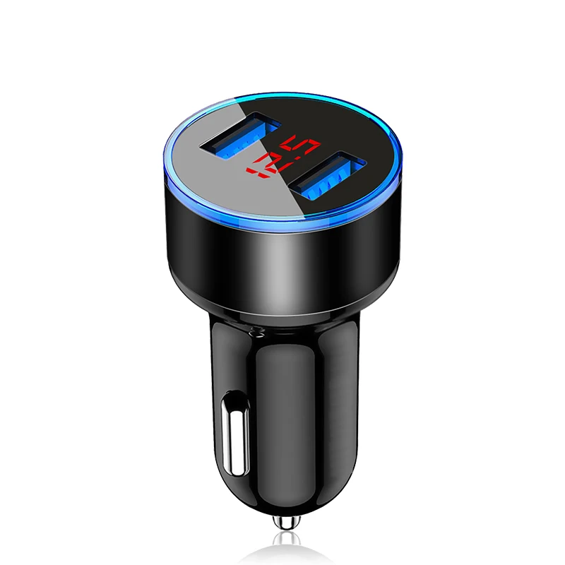 Dual USB Car Charger Adapter 3.1A Digital LED Voltage Current Display Auto Vehicle Metal Charger For Smart Phone Tablet - Тип штекера: Black