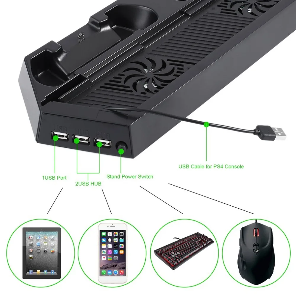 Charge Cooling Bracket Perfect for PS4 Console and Controllers Cooling Charging Dock Stand Vertical Stand Cooler with Fan Charge Cooling Bracket Perfect for PS4 Console and Controllers Cooling Charging Dock Stand Vertical Stand Cooler with Fan