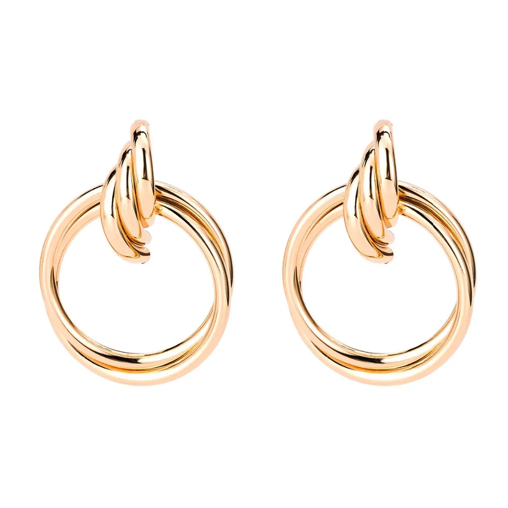 

KMVEXO Trendy Vintage Gold Silver Metal Round Drop Earrings For Women Wrap Big Statement Earring Female Baroque Hanging Jewelry