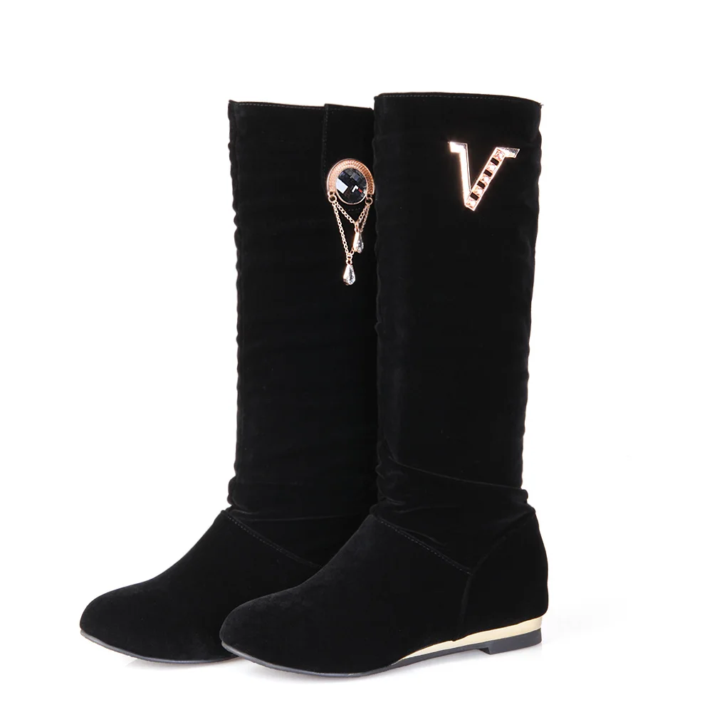 NEMAONE/Новинка года; сапоги до колена; женская обувь; женские модные зимние сапоги на квадратном каблуке; удобная повседневная обувь на платформе - Цвет: Черный