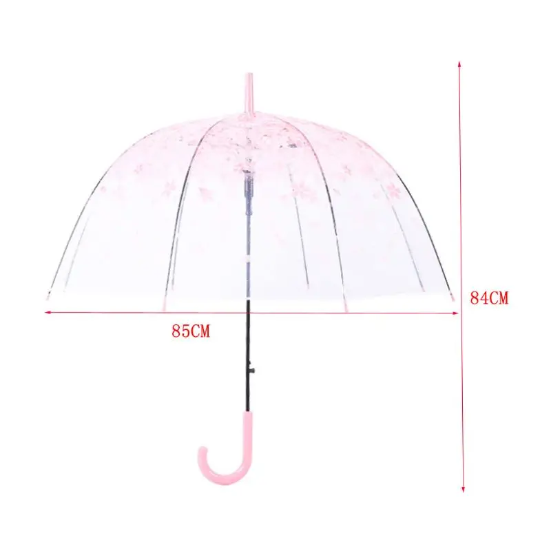 Романтичный прозрачный зонтик-купол с прозрачными цветами, Полуавтоматический зонт для ветряного сильного дождя