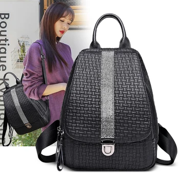 

2019 New Women Backpacks Brand Women High Quality Leather Traveling Backpack Fashion Big Capacity School Bags For Teenager Girls