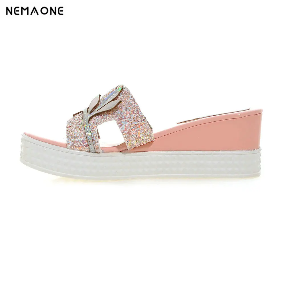

Sandalias Plataforma 2018 Summer Shoes Woman High Heel Slip On Peep Toe Platform Wedges Sandals Womens