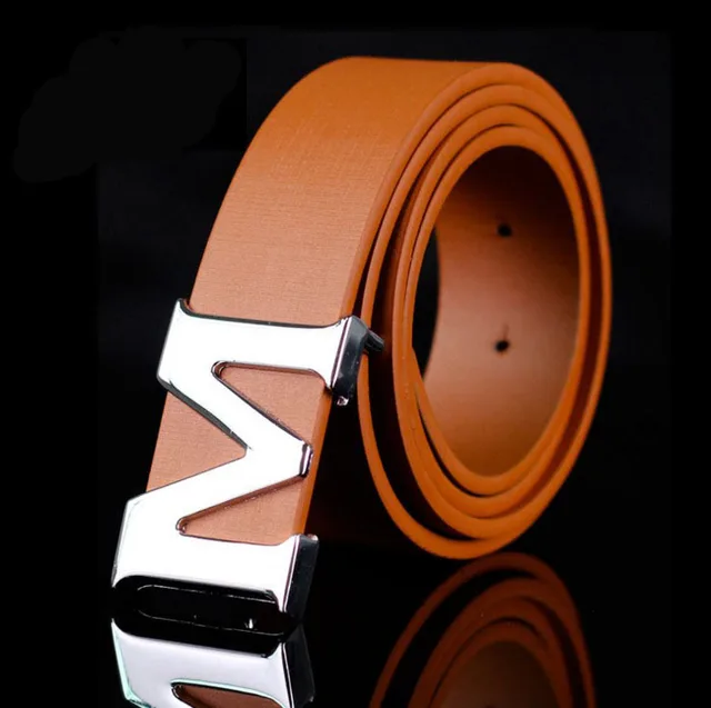 Luxury Brand M Grid Belts High Quality Men's Male Male Male Genuine Leather Real M Fixed Belt For Blue Breeze Pants brown