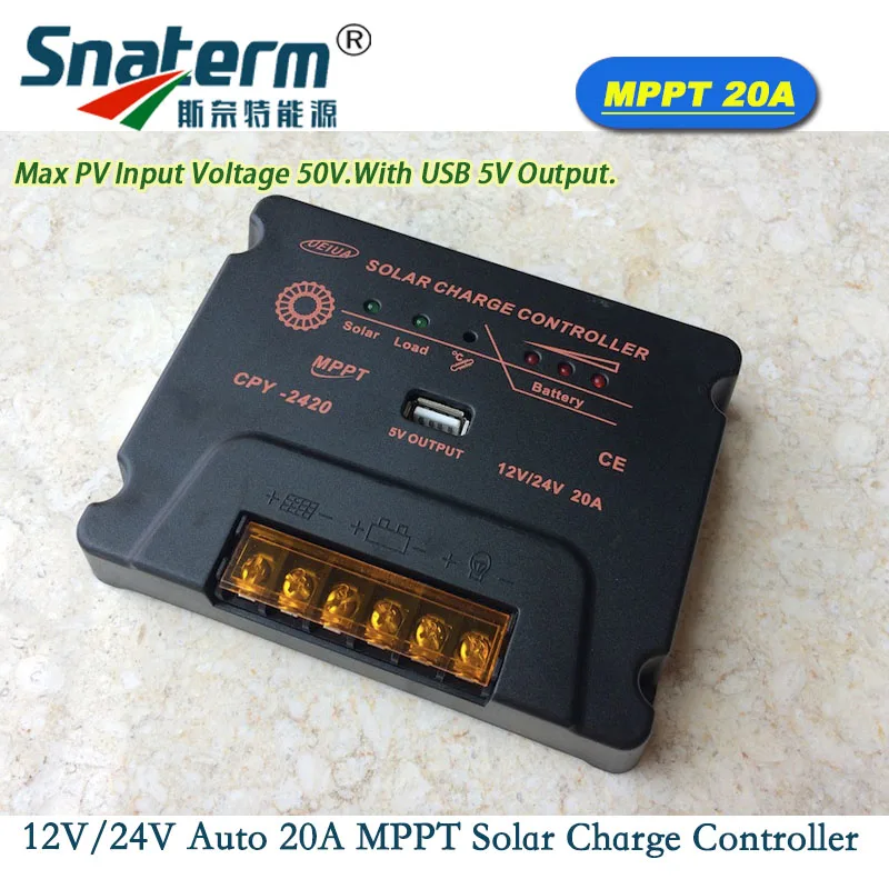

20A 10A MPPT Solar Charge Controller 12V/24V Battery Panel Regulator Charger With USB 5V Output Max PV Input Voltage 50V