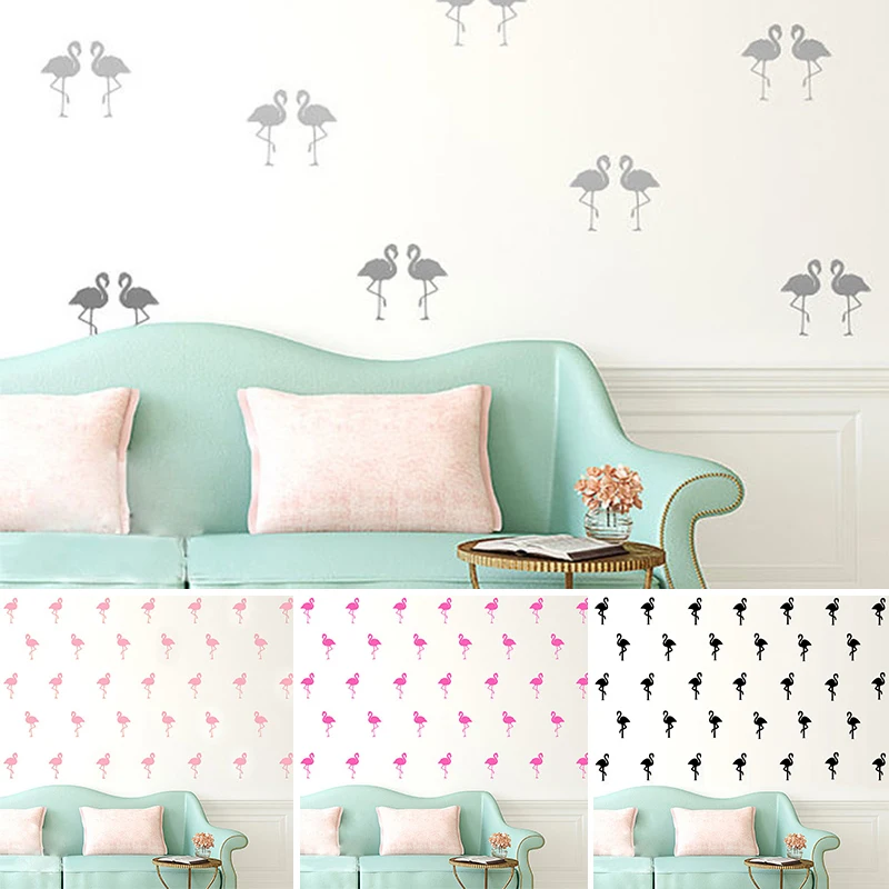 

Wall Stickers 15PCS/1Sheet Wall Decals Bedroom Decor DIY Living Room Art Mural Cartoon Children Bedroom Flamingo Wall Sticker