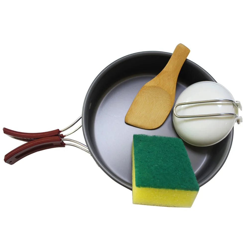 Acampar al aire libre senderismo Picnic tetera olla conjunto de utensilios de cocina Mess Kit mosquetón de utensilios de cocina platos para el turismo