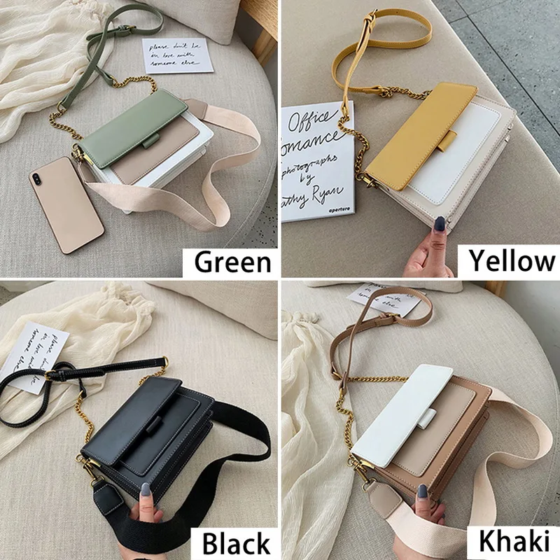 High Quality Women PU Leather Handbag Crossbody Bags Female Casual Handbag Simple Shoulder Messenger Bag Ladies Patchwork Flap