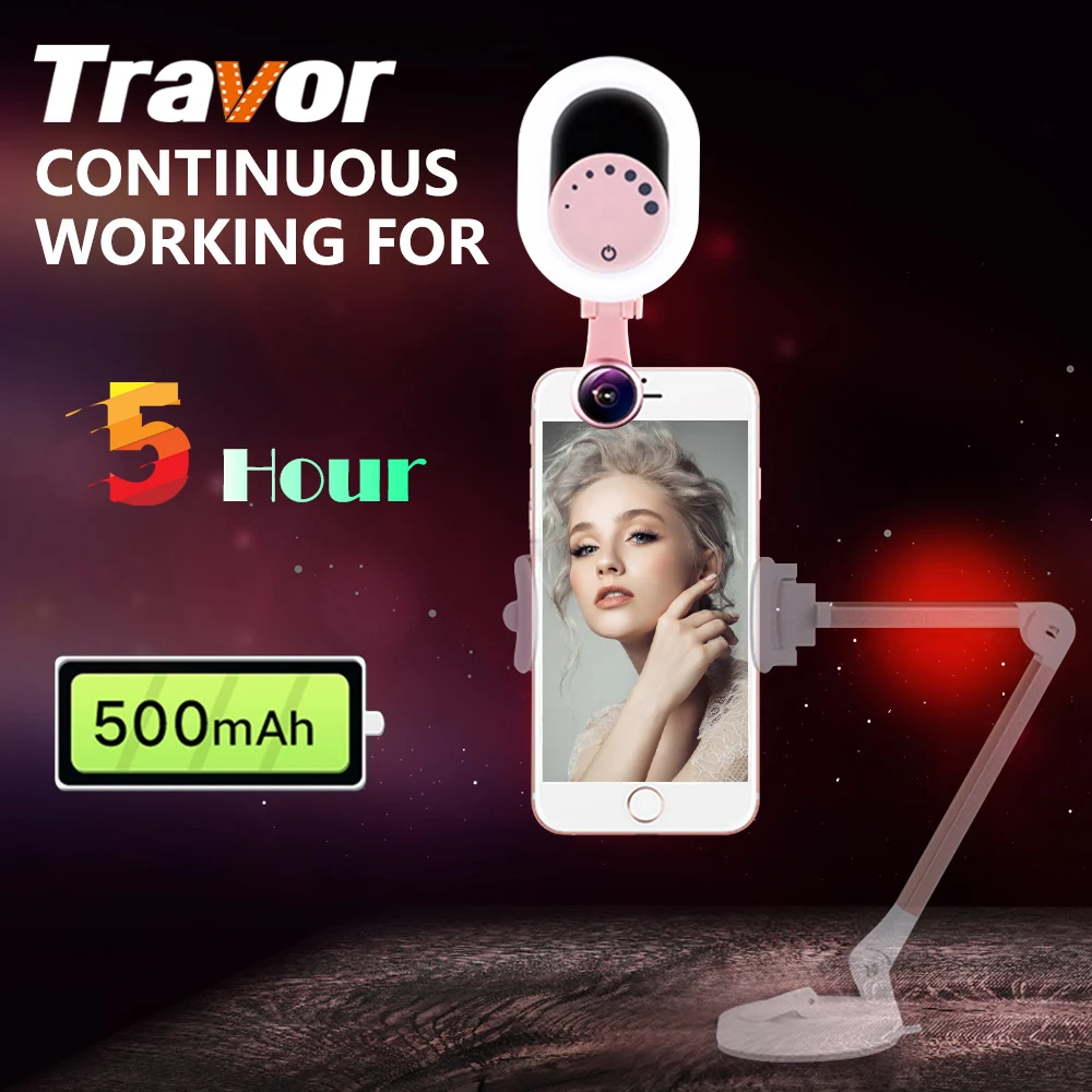 

TRAVOR Selfie LED Ring Light With Phone Wide Angle Macro Lens For Youtube Makeup Beauty Live Stream Smartphone Photo Light