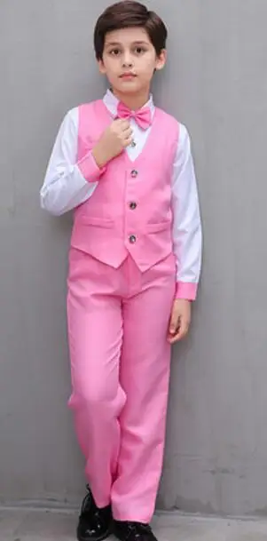 Детская одежда с цветочным рисунком для мальчиков; нарядное платье для свадьбы и школы; комплекты одежды для джентльменов; нарядные танцевальные костюмы; костюмы для подростков; Новинка - Цвет: pink