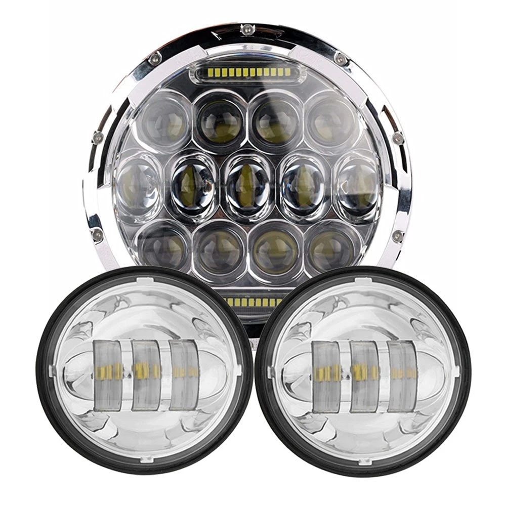 Foco Led Moto 7 Pulgadas Para Harley Con 2 Focos Led De 4 Y Foco Led Moto 7 Pulgadas Para Harley Con 2 Focos Led De 4 Y