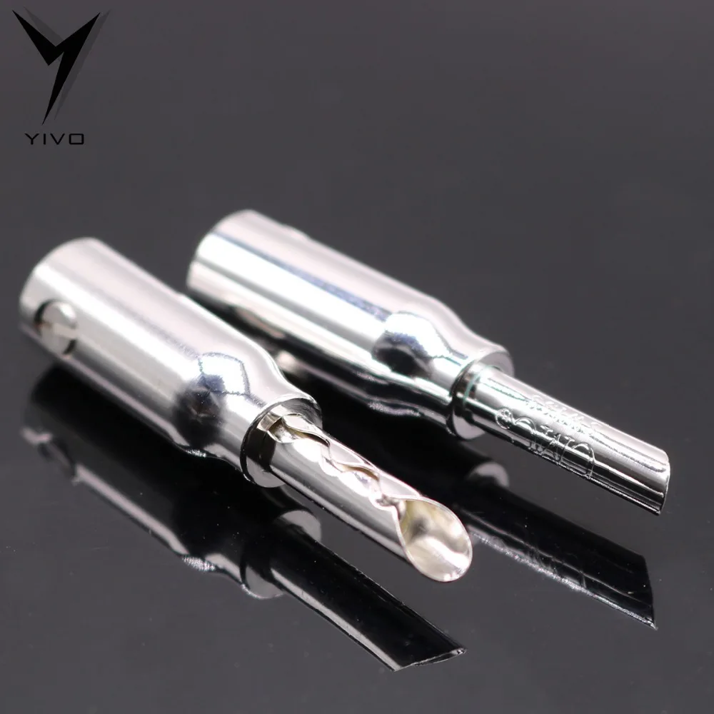 

8pcs Hi-end HiFi YIVO CMC 0668-CU-R Audio Video Red Pure Copper plating silver banana Plug Connector Jack 3mm~6mm Speaker cable