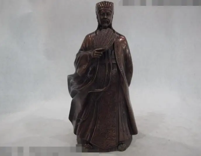 

S06148 Copper Bronze Three Kingdoms Famous Zhu ge Liang KongMing Zhugeliang Art Statue