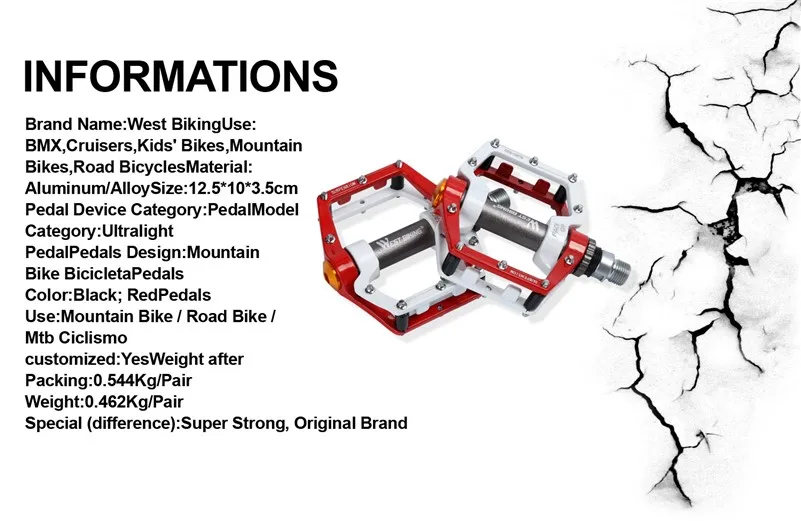 West Biking BMX, горный велосипед, DH, педаль, 9/16 дюймов, плашки, летающие части, супер сильный, ультра-светильник, на платформе, велосипедные педали, магний, для улицы