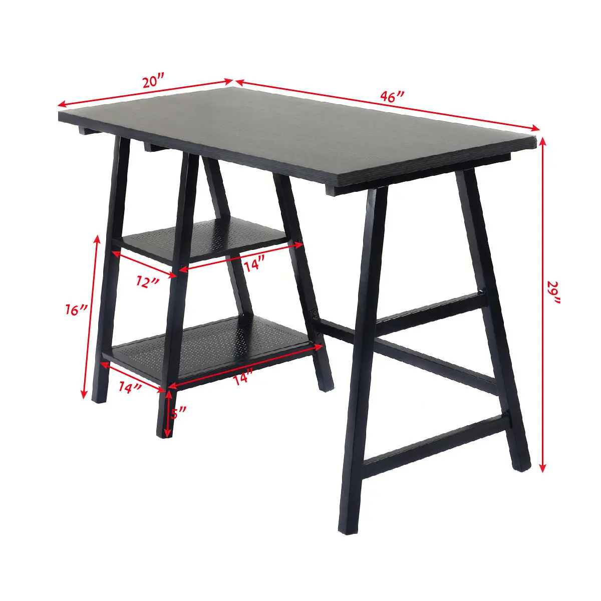 Giantex الحديثة الركائز مكتب الخشب محمول طاولة كتابة مع رفوف التخزين المنزل مكتب الأثاث الكمبيوتر مكتب HW51778BK