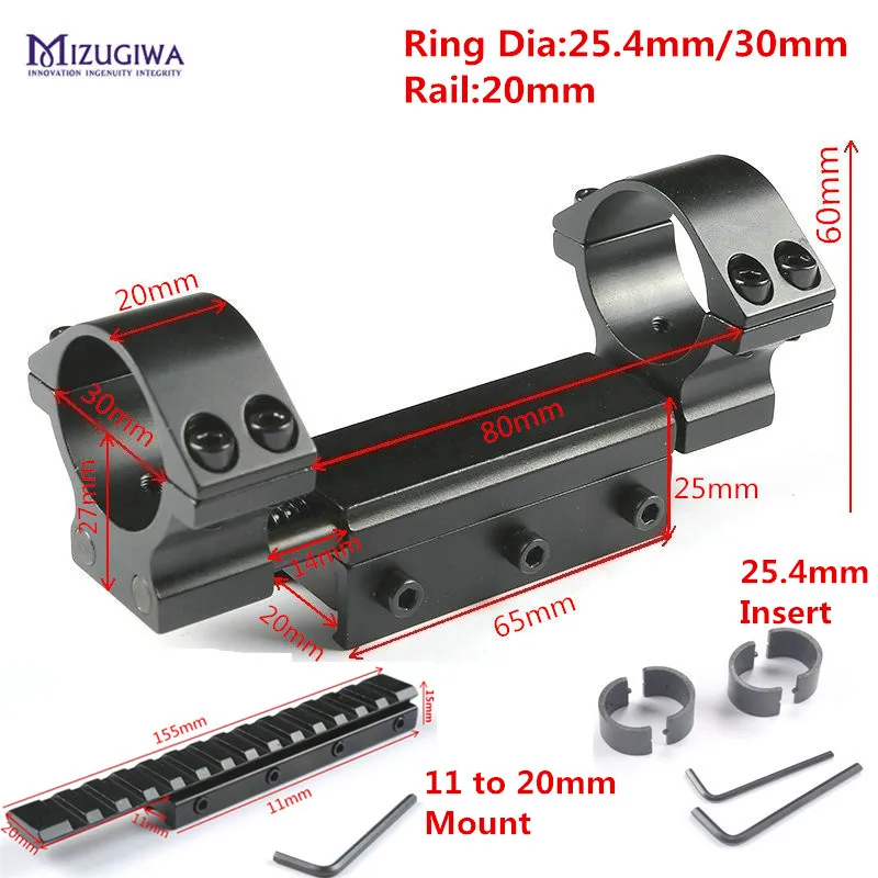 

Tactical Dual Rings 25.4mm/30mm w/Stop Pin 20mm Flexible Mount Rings Picatiiny Dovetail Weaver +11mm to 20mm Mount Rifle Scope