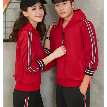 

Sports suits for men and women sweaters Hooded couples Korean version of the outdoor team uniforms casual two-piece suit