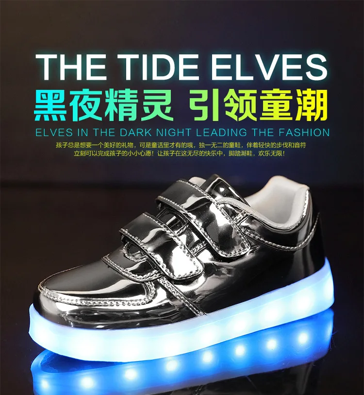 Loop de Carregamento Sapatos das Meninas dos Meninos Sapatos de Flash Kashiluo Crianças Levaram Sapatos Sneakers Crianças Gancho Usb Moda Luminosa Brilhante 3 das meninas dos meninos sapatos de flash brilhante