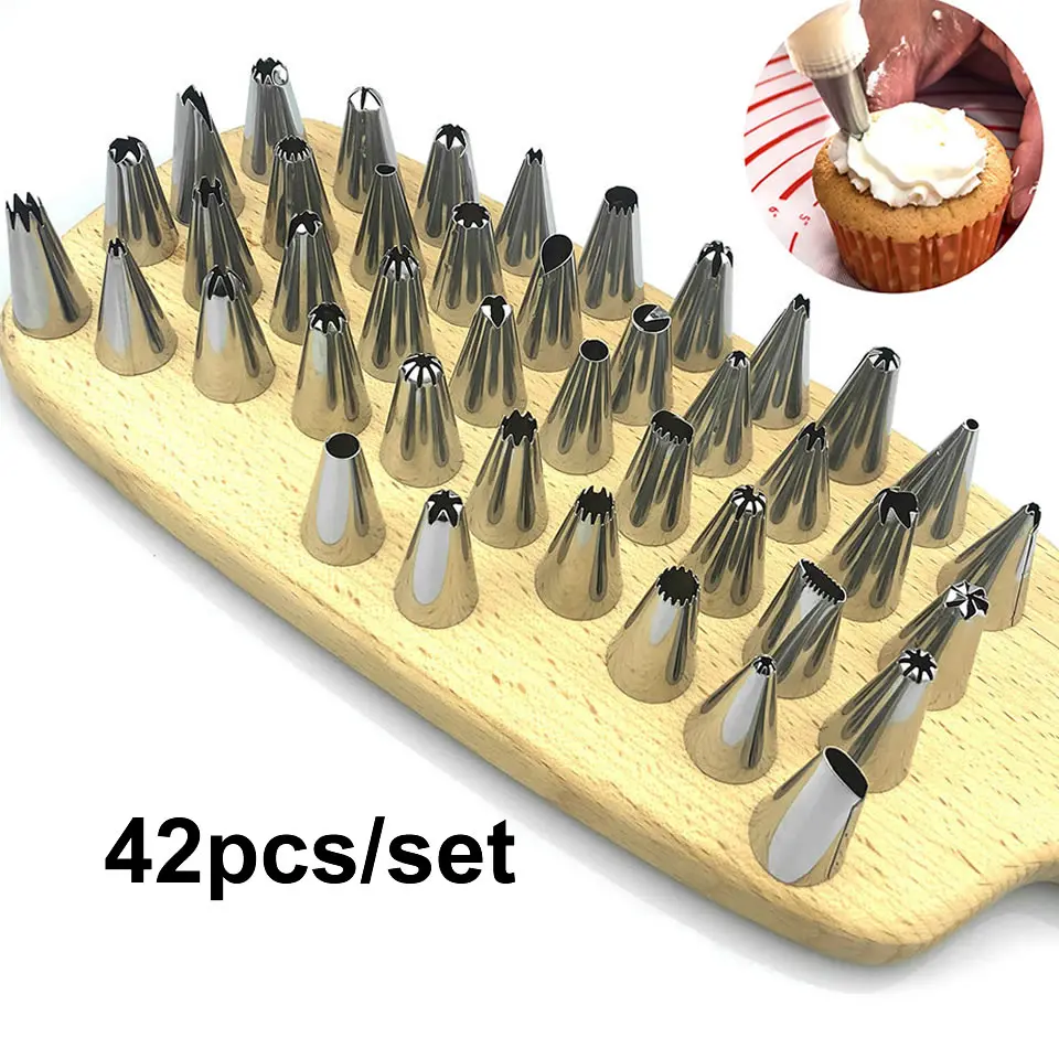 

42Pcs Icing Piping Nozzles Different Shapes Cake Pastry Flower Cream Decorating Tips Stainless Steel Kitchen Baking Pastry Tools