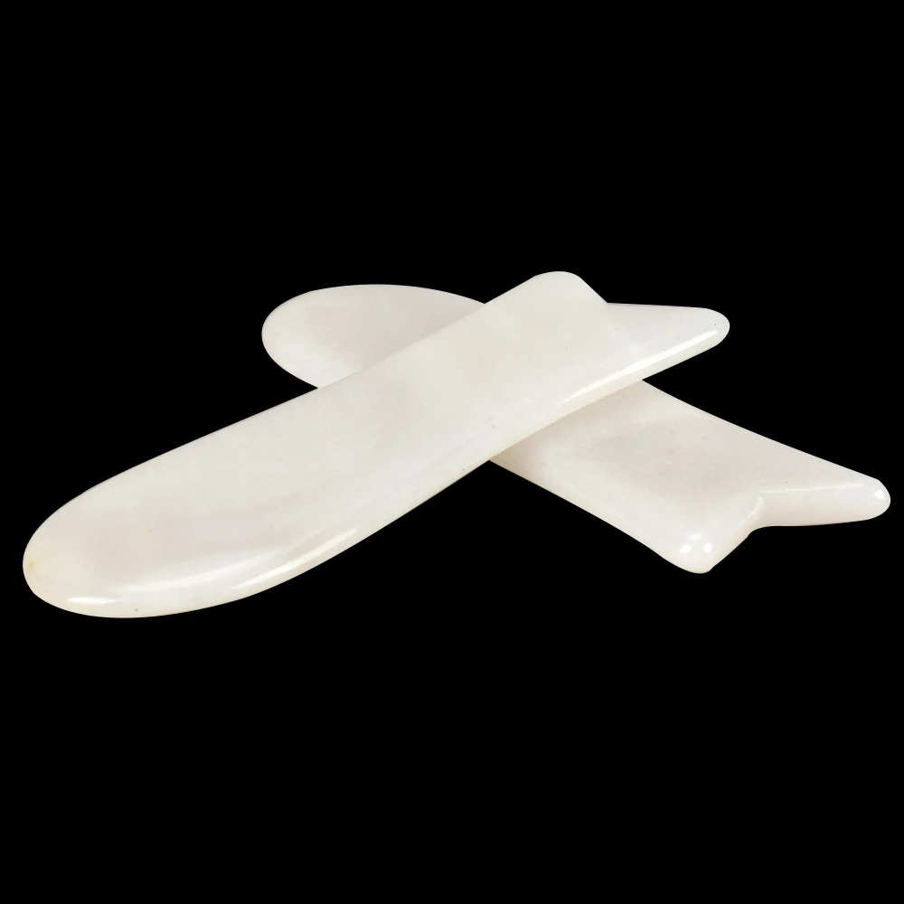 Traditional Scraper Gua sha Board Fish Shape From Natural White Jade Massager for Health Skin Care Crystal Stone Body Massage