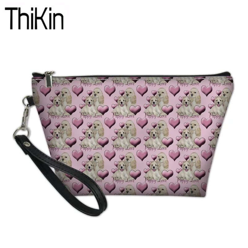 

THIKIN Travel Necessity Makeup Bag Women Cocker Spaniel Printing Cosmetic Cases Ladies Portable Wash Kit Box for Females Bolsa