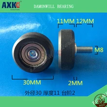 Rubberen wiel 8*30*11 PU polyurethaan plastic gecoat 4 STUKS nylon roller innerlijke 608 rubber lager roller katrol rubber wiel