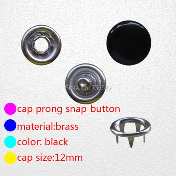 

FREE SHIPPING- 12mm high quality brass black cap prong snap button faster snap button