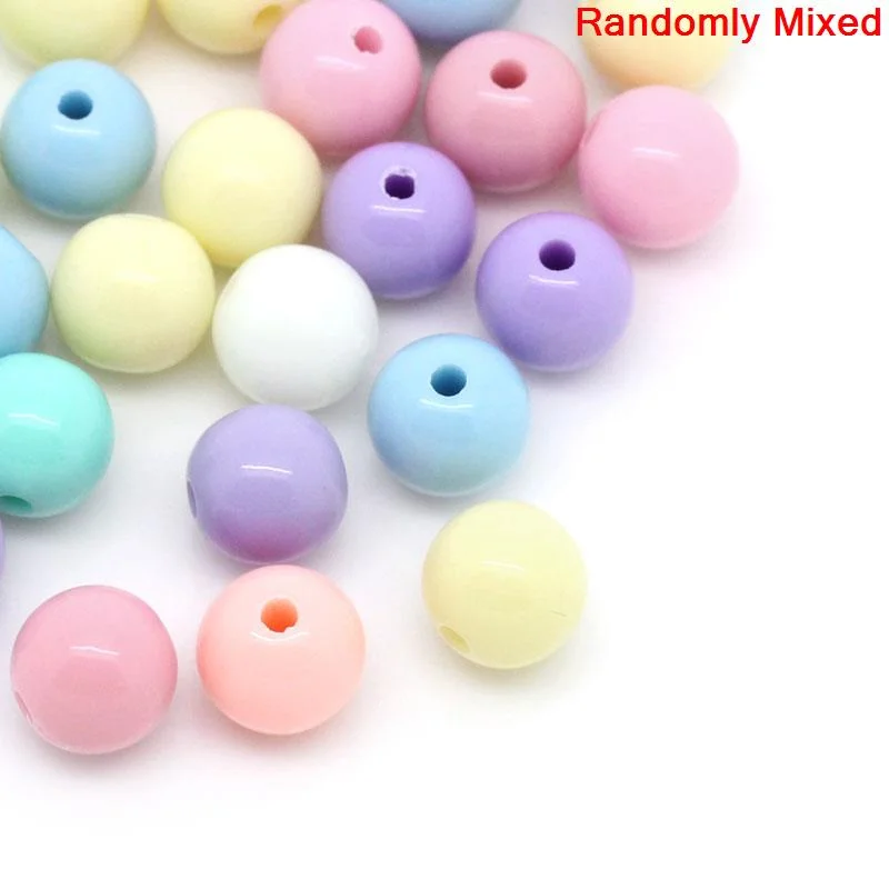 

8SEASONS Acrylic Spacer Beads Round Mixed 8mm( 3/8") Dia,Hole:Approx 1.6mm,300PCs (B28559)