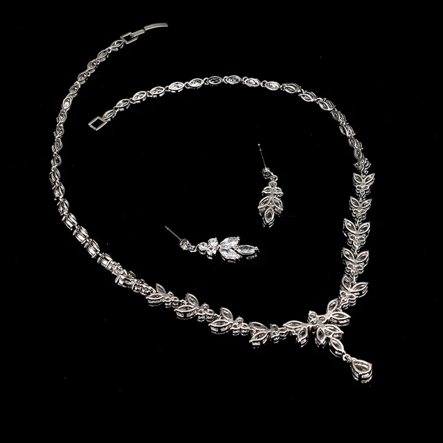 Emmaya Exquisite Jewelry Sets For Women Wedding Party Accessories Cubic Zircon Stud Earrings & Necklace Gift 4