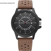 Известный бренд HANNAH Martin часы мужские спортивные наручные часы Роскошные из натуральной кожи Relogio Masculino модные водонепроницаемые часы для мужчин