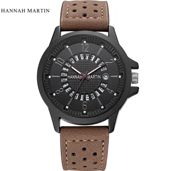 

2019 Famous Brand Hannah Martin Watch Men Sport Wristwatch Luxury Genuine Leather Relogio Masculino Fashion Waterproof Watch Men