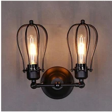 Vintage Retro interior doble cabeza lámpara de pared Loft Industrial Americano hierro pared apliques de luces fijación ángulo ajustable rotar Deco