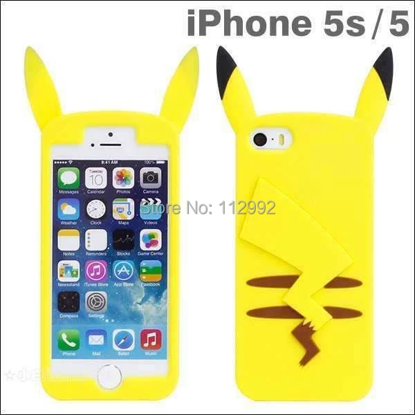 Cute Pikachu Pokemon Silicon 3d Case For Iphone 5 5s Pocket Monster Cartoon Soft Silicon Cover Japanese Lovely Animal Phone Case Silicone Glasses Nose Pads Silicon Mittensilicone Mobile Phone Holder Aliexpress