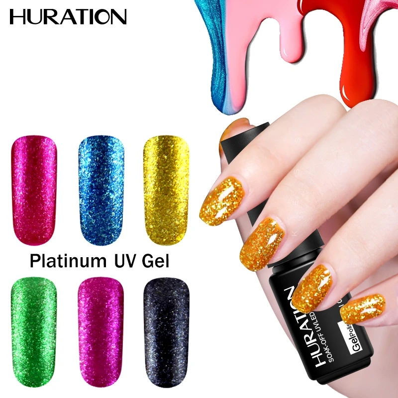 Huration Platinum Nail Gel Polish Lacquer Lak Semi Permanent Lucky 12 Colors UV LED Lamp Flash Varnish | Красота и здоровье