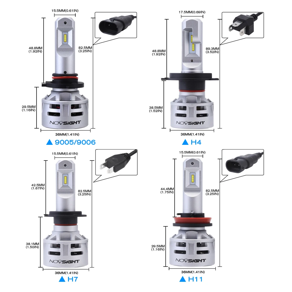 NOVSIGHT H4 светодиодные автомобильные лампы для фар H11 H8 H7 H16JP 9005 9006 60 Вт 10000лм для игры и подключения противотуманные светодиодные лампы 6500 к белые