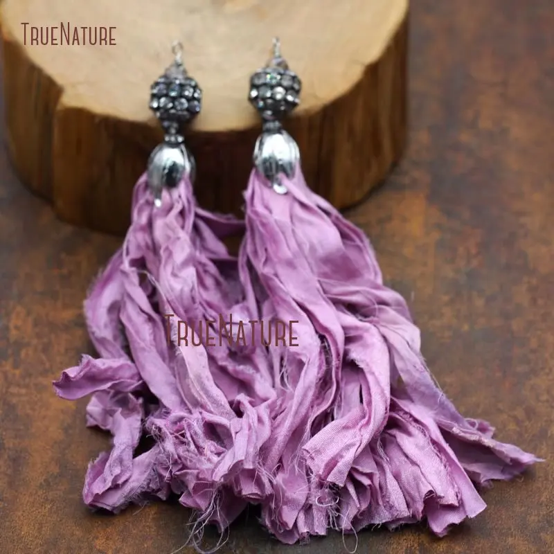 20171116-PT7549- Pave White Rhinestone Silver Finish Sari Silk Tassel-18mm-10g_3