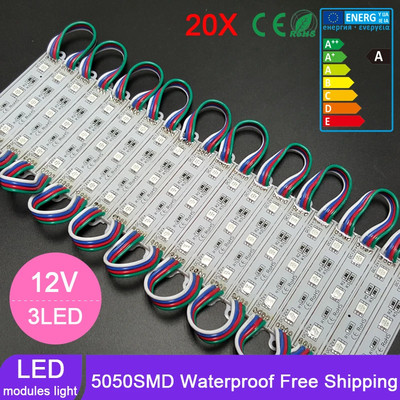LED Module 5050 3 LED DC12V Waterproof Advertisement Design LED Modules Super Bright Lighting 20PCS/Lot LED Module 5050 3 LED DC12V Waterproof Advertisement Design LED Modules Super Bright Lighting 20PCS/Lot