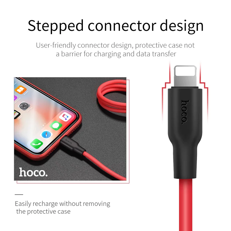 HOCO мобильный телефон USB зарядный кабель для передачи данных USB к Lightning/Micro USB/type C экологически чистый силикон для iPhone Xiaomi samsung