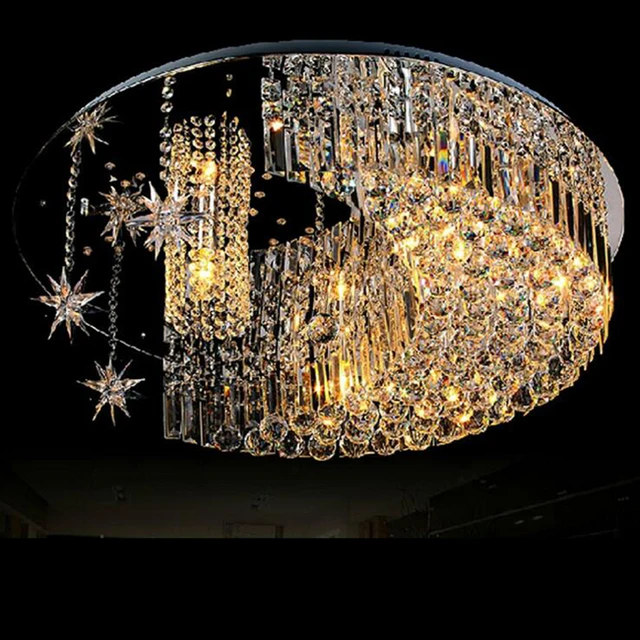 Modern Fashion Crystal Lamp Living Room Bedroom Restaurant Modern Fashion Crystal Lamp Living Room Bedroom Restaurant Lighting Stars Moon Ceiling Lamps Led Fixture For Home