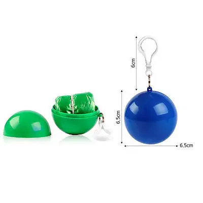 Unisex Disposable Portable Raincoat Rain Jacket Poncho Rainwear Keyring Ball Raincoats