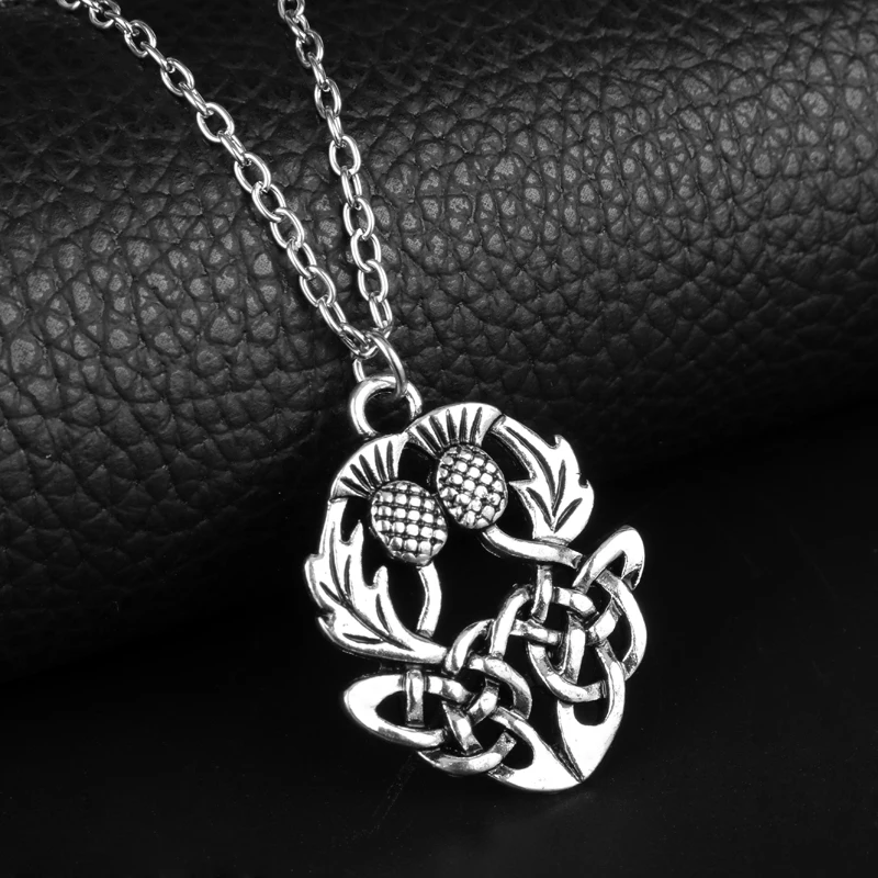 1Pcs Scottish National Flower Pendant Necklace Scotland Thistle