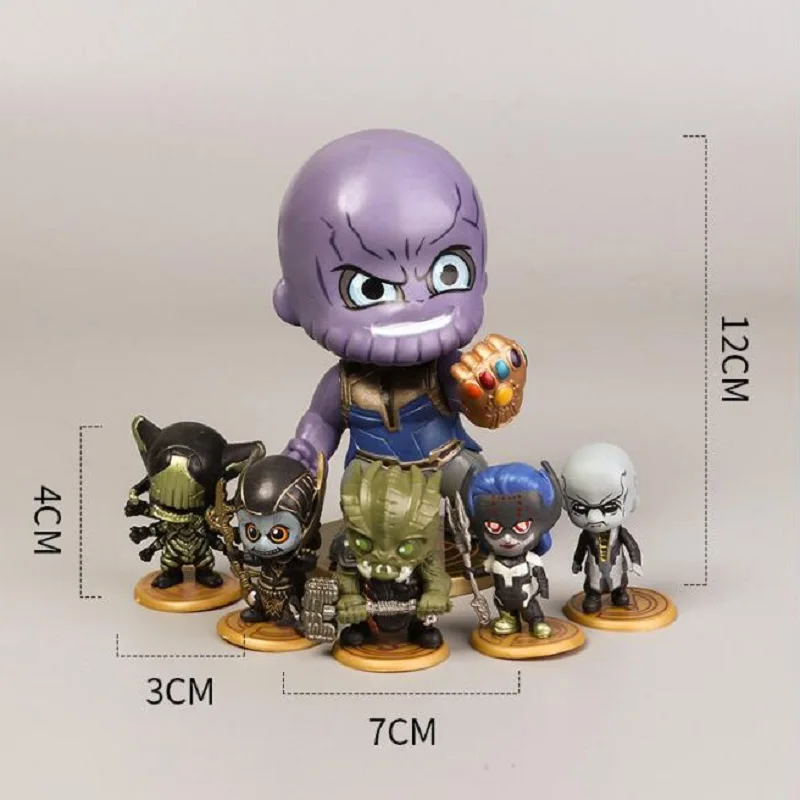6 шт./партия Marvel Thanos Corus Glaie Proxima Midnight Ebony Maw супергигантский черный карликовый