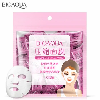 

50pcs/pack BIOAQUA Compressed Facial Mask Women Beauty DIY Disposable Face Mask Paper Cotton Natural Skin Care Wrapped Masks