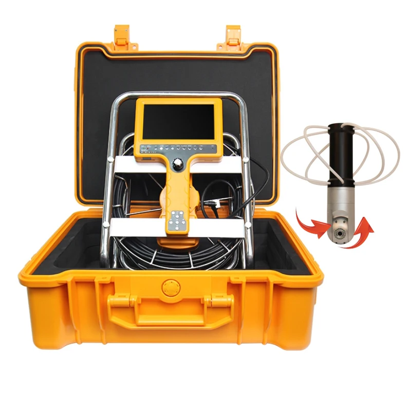 

Chimney Probe Snake Endoscope 70mm Pan Tilt Rotation Tube Snake Video Inspection Camera 18 Led Lights Handheld 20m Soft Cable