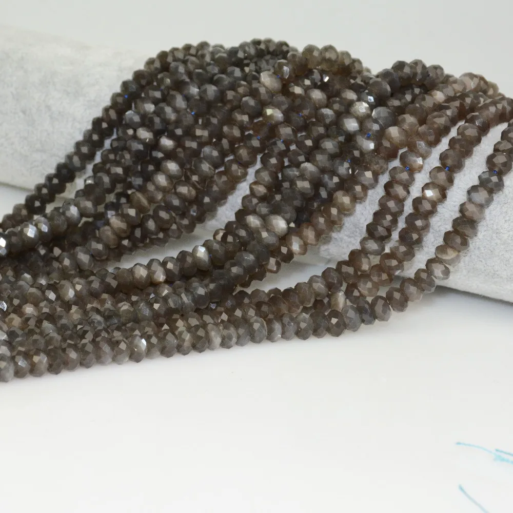 

Natural Grey Moonstone Faceted Rondelle Beads 5X7.5mm