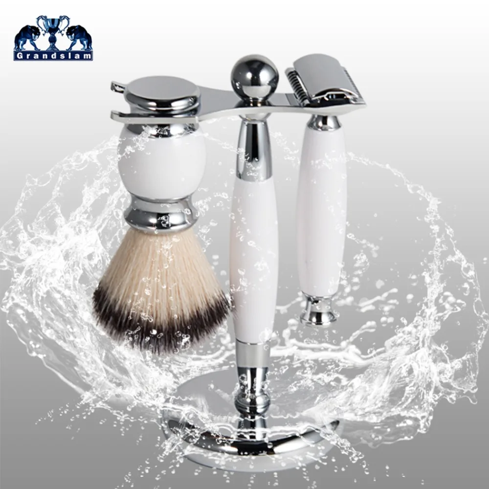 

Grandslam Men 's Safety Razor Set Synthetic Shaving Brush Kit Shaver Holder Stand Best Doulbe Edge Razor for Men Father Gift